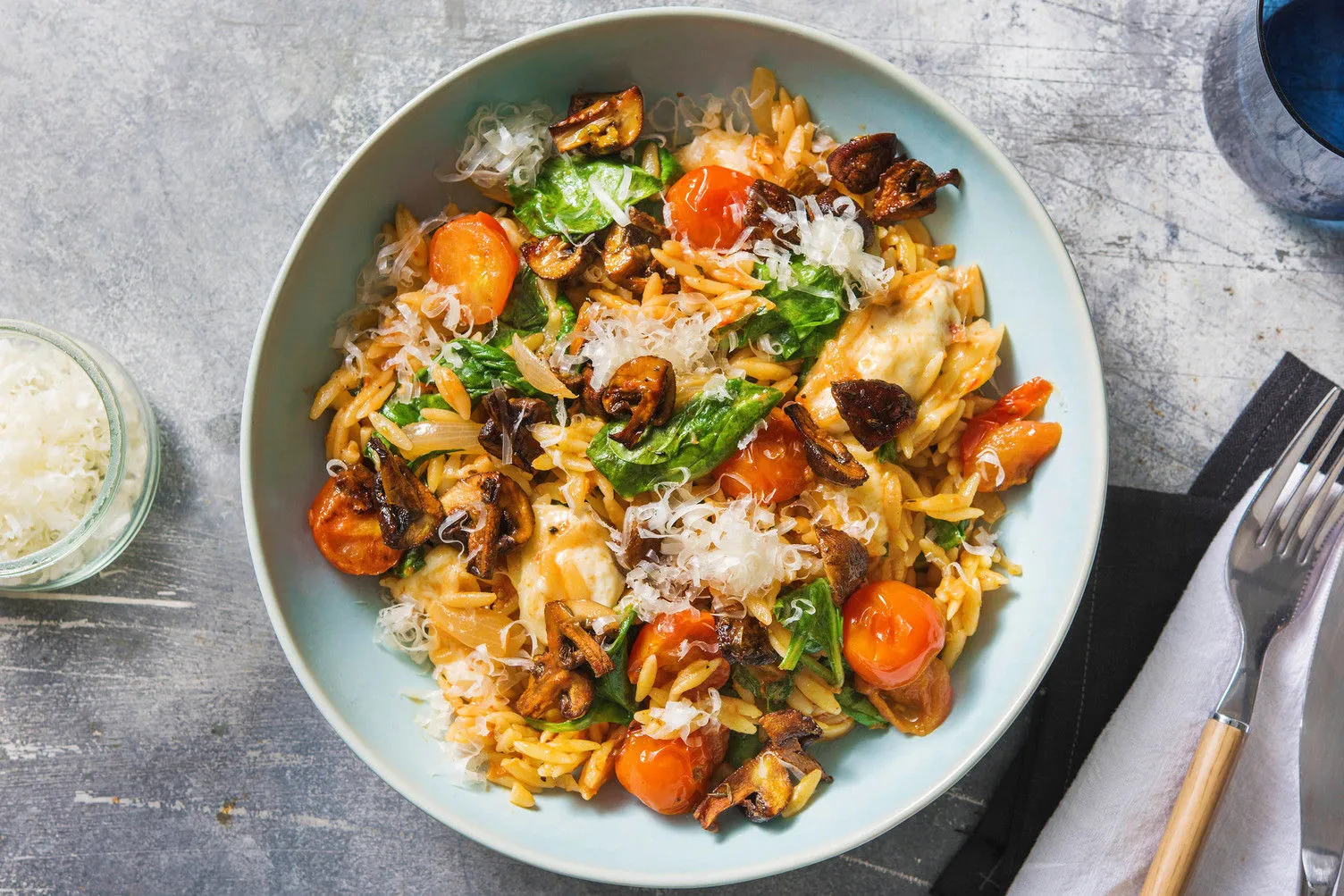 Orzotto with Mozzarella and Smoky Mushrooms