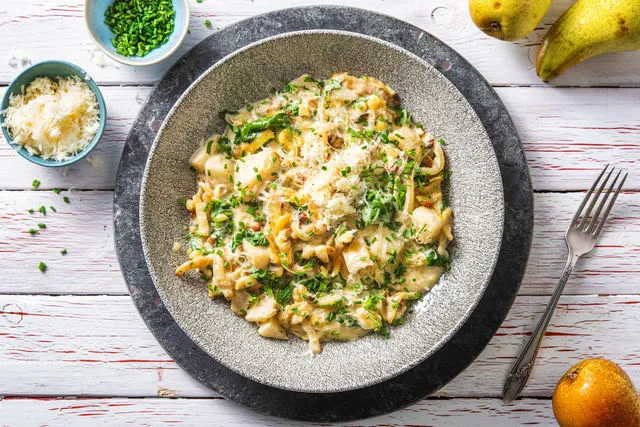 Cheese Spätzle with Pear and Bacon