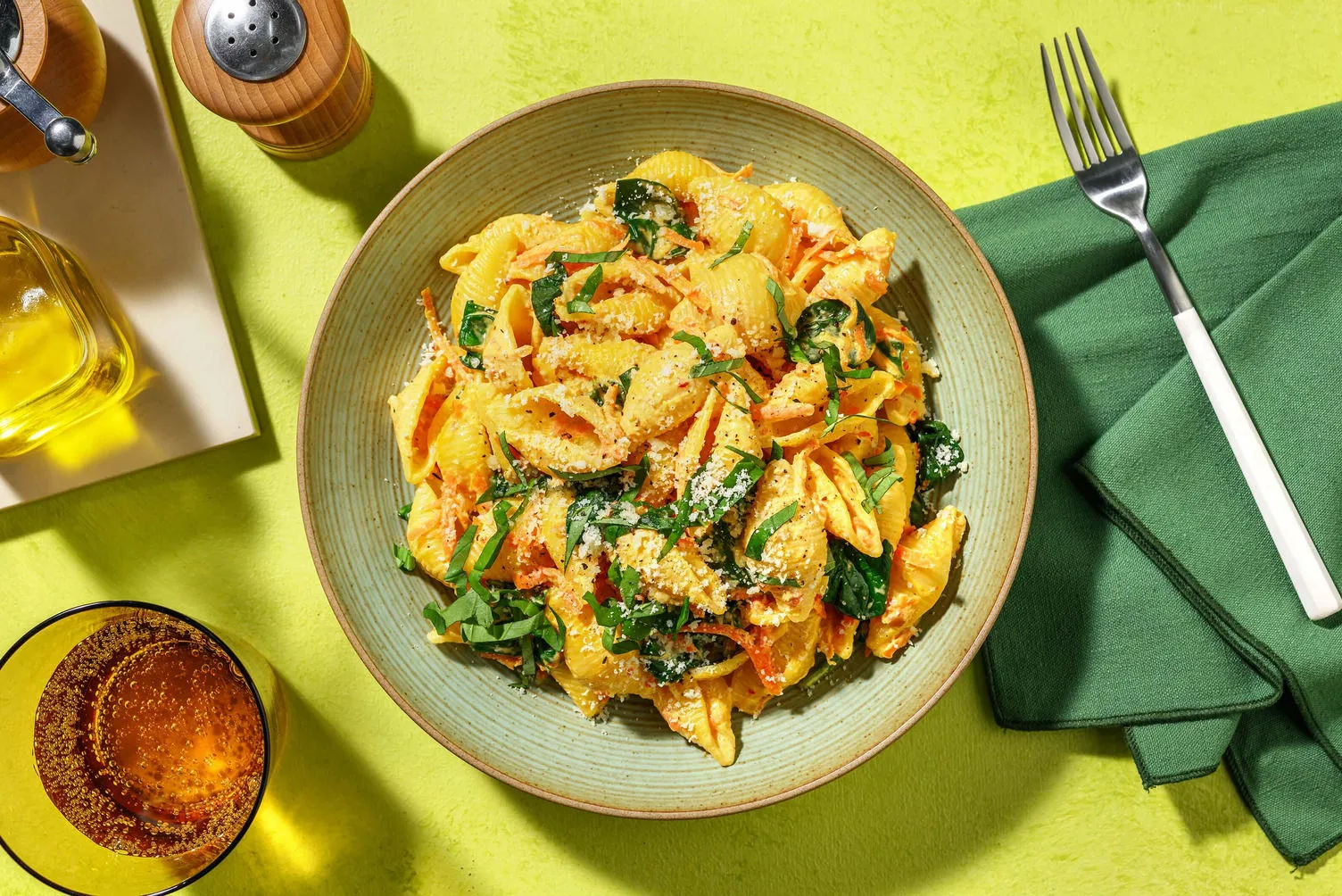 One-Pot Conchiglie in Pesto Cream Sauce