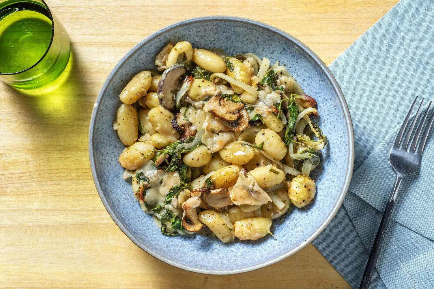 Gnocchi-Spinach Bake with Mushrooms