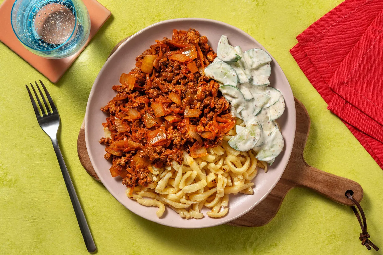 Fresh Spätzle in Ground Meat Gravy